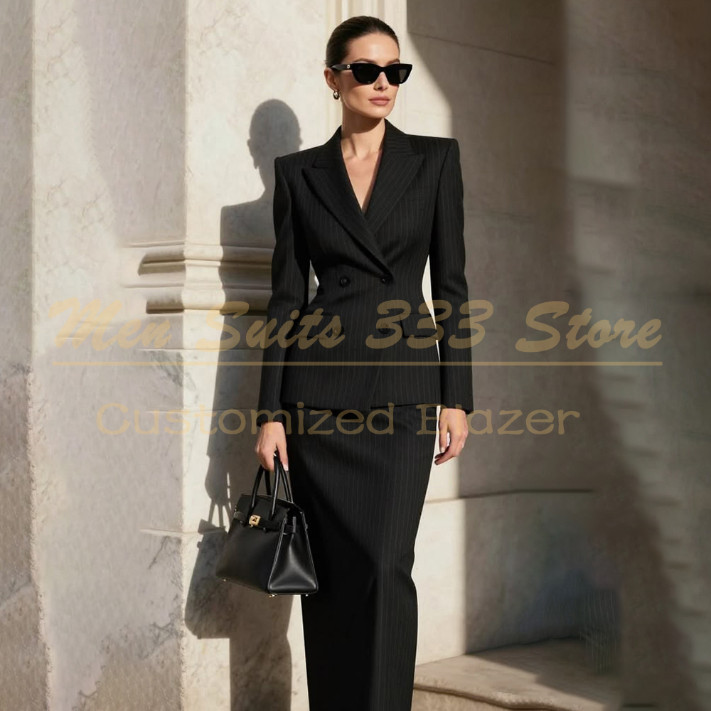 デザイナーブラックストライプレディーススーツ フォーマル ダ - Men Formal Wear All Black のレビューと価格