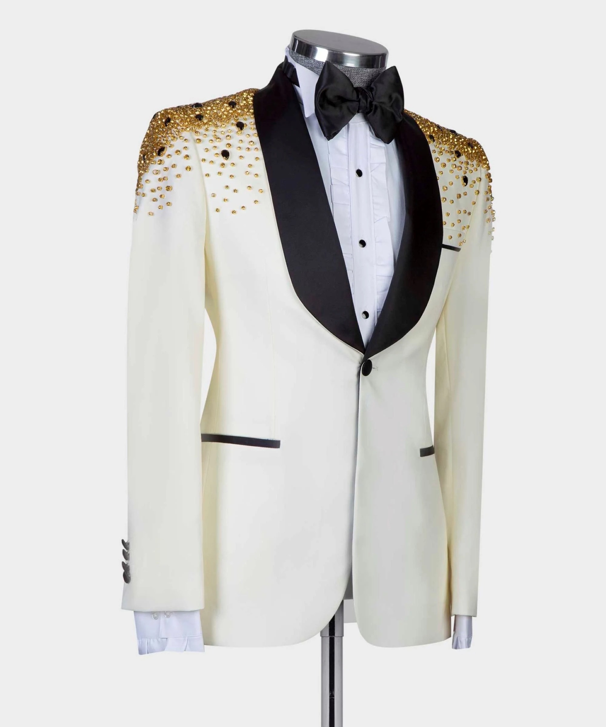男性用高級クリスタルビーズスーツ メンズベディングショールラ - Men Formal Wear Modern のレビューと価格