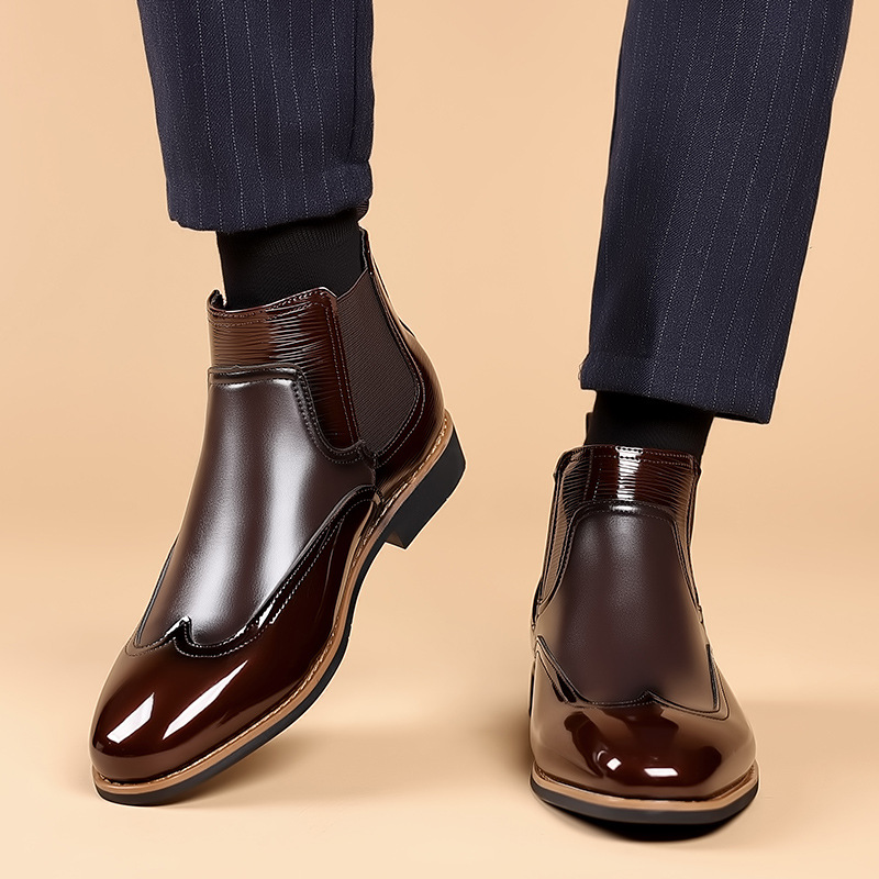 チェルシーブーツ男性の高級レトロ男性アンクルブーツクラシック - Men Formal Wear With Boots のレビューと価格