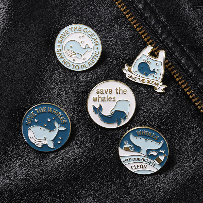 かわいい漫画のクジラブローチピン、クジラを守ろう、海洋エナメ - Tuxedo Lapel Pin のレビューと価格