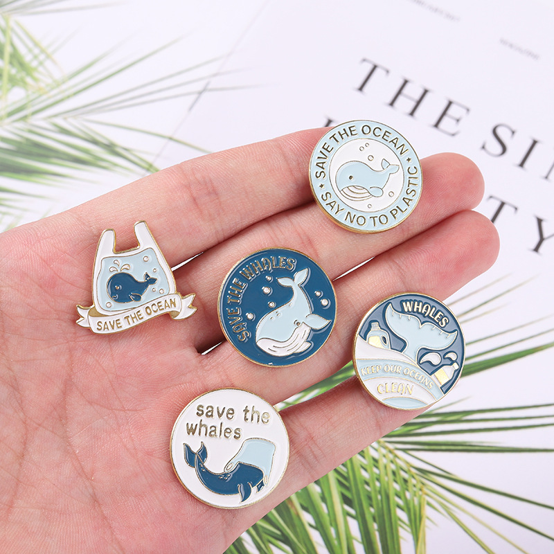 かわいい漫画のクジラブローチピン、クジラを守ろう、海洋エナメ - Tuxedo Lapel Pin のレビューと価格